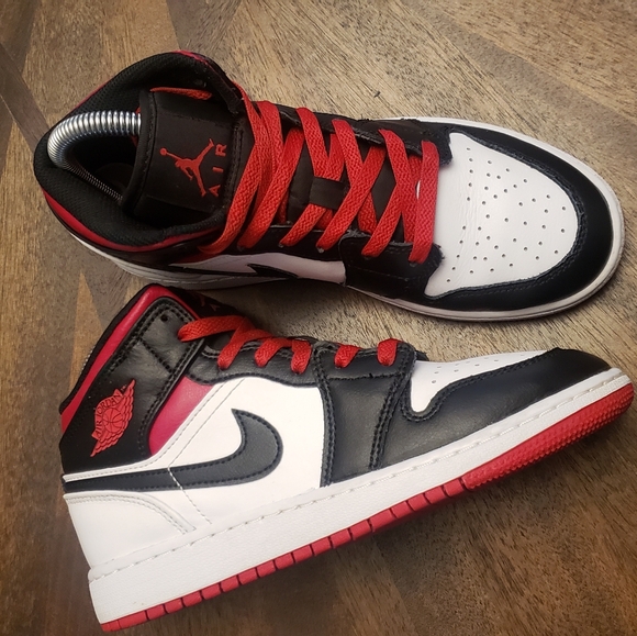 Jordan Other - Air Jordan 1 Mid White Gym Red Black - Youth Size 4.5Y / Women's Size 6.5